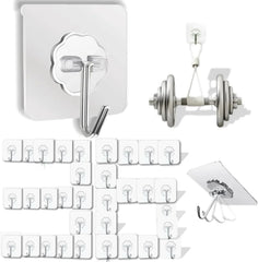 DDMY 36 Pack Heavy Duty Hooks Self Adhesive Large Hooks for Hanging,Wall Transparent Reusable Waterproof Hook for Kitchen Curtain Towel Hook for Bathrooms Coat Hook for Walls No Damage