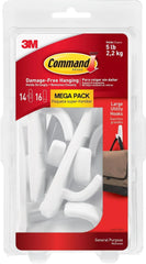 Command 5 lb Large Utility Hooks, 14 Hooks and 16 Strips, Damage-Free Hanging Wall Hook with Adhesive Strips, No Tools Required, Great for Home Kitchen Office Organization (Pack of 12)