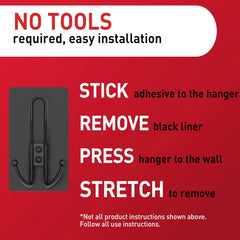 Command X-Large Matte Black Triple Hook, 1 Hook, 3 Strips, Damage-Free Hanging with Adhesive Strips, No Tools Wall Hook for Hanging Decorations in Living Spaces
