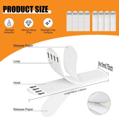 Large Picture Hanging Strips Heavy Duty, 32 Pairs(64 Strips) Adhesive Wall Hooks for Frames and Posters,No Tools Removable Adhesive Refill Strips Damage Free,Residue Free.