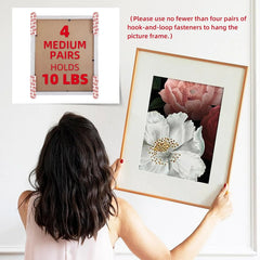 Removable Hook-and-Loop Strips, 40-Sets Set Damage-Free Picture Hanging Tool Kit Residue-Free Wall Tape, Adhesive Strips, Hook and Loop Tape, Mounting Tape -XL