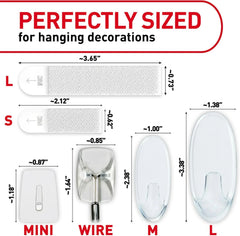Command Clear Variety Pack, Including 8 Pairs of Picture Hangers, 4 Clear Wire Hooks and 11 Wall Hook for Hanging Back to School Dorm Organizers, Damage-Free Hanging Up to 19 Items