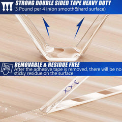Double Sided Tape Heavy Duty, Clear Wall Mounting Tape, Picture Hanging Adhesive Strips Removable, Strong Poster Glue Adhesive Tape, Nano Tape Sticky Tack for Carpet, Hangers, Frame, 2 Pack Extra Wide