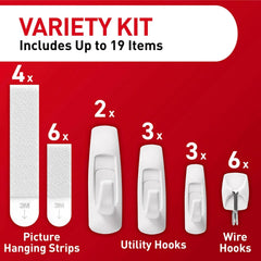 Command General Purpose Variety Kit, Hangs Up to 19 Items, Organize Damage-Free