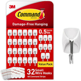 Command Small Wire Toggle Hooks, 32 Count, and 48 Strips, Damage Free Hanging Wall Hooks with Adhesive Strips, No Tools Required for Hanging, Organization and Storage, Holds up to 0.5 lb
