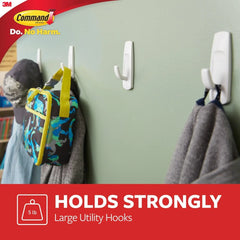 Command Large Utility Hooks, 14 Hooks and 16 Strips, Damage-Free Hanging Wall Hooks with Adhesive Strips, No Tools Adhesive Hooks for Hanging, Organization and Storage (Pack of 2)