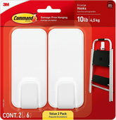 Command 10 lb XL Heavyweight Hook, 2 Wall Hooks and 6 Strips, Damage-Free Hanging with Adhesive, Heavy Duty Hanging Great for Back to School Dorm Organizers