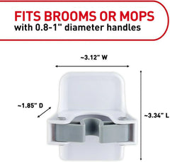 Command Broom Grippers, 2 Hangers and 4 Strips, Damage-Free Mop and Broom Holder Wall Mount, Household Cleaning Tool Organizer for Kitchen, Laundry Room, Closet, Holds up to 4 lb (Pack of 6)