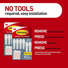 Command Plastic Cord Bundlers, Damage-Free Cable Organizer, No Tools Required, 12 Gray and 24 Adhesive Strips