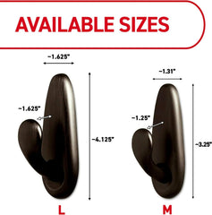 Command 5 lb Large Brushed Nickel Metal Hooks, 2 Coat Hooks and 4 Strips, Damage-Free Hanging with Adhesive, Great for Hanging Back to School Dorm Organizers