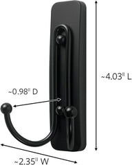 Command Large Matte Black Double Hooks, 2 Hooks and 2 Strips, Damage Free Hanging Wall Hooks with Adhesive Strips, No Tools Coat Hooks for Hanging Home Decor, Holds up to 4 lb