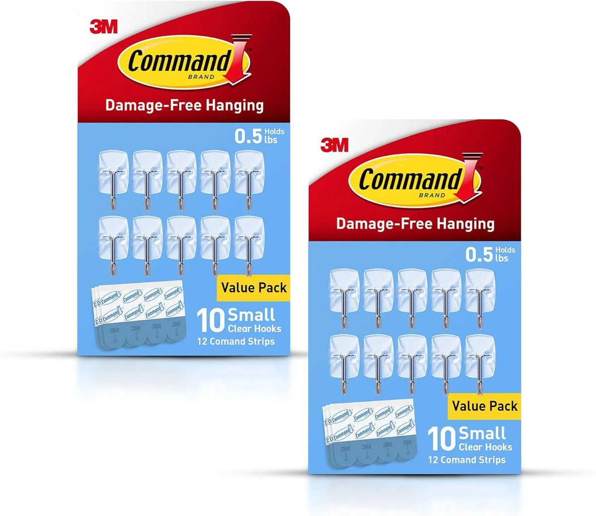 Command Small Clear Wire Toggle Hooks, 20 Wall Hook and 24 Strips, Damage-Free Hanging with Adhesive, Great for Hanging, Organization and Storage, Holds up to 0.5 lb