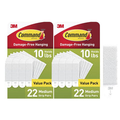 Command Medium Picture Hanging Strips, 44 Pairs, Damage-Free Picture Hangers, Holds 10 lb with 4 Pairs, White