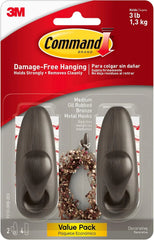 Command Forever Classic Medium Metal Wall Hook, Damage-Free Hanging Wall Hook with Adhesive Strips, Wall Hook for Hanging Back to School Dorm Organizers, 2 Metal Hooks and 4 Strips