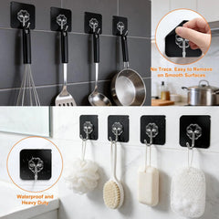 DDMY Adhesive Hooks for Hanging Heavy Duty 2026 Upgraded Black 24 Pack Sticky Wall Hooks 50lbs(Max) Reusable No Damage Hook Super Strong Waterproof for Bathroom, Kitchen, Home, Office and Outdoor