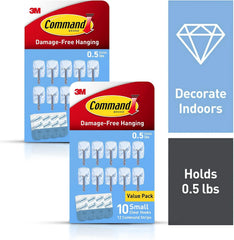 Command Small Clear Wire Toggle Hooks, 20 Wall Hook and 24 Strips, Damage-Free Hanging with Adhesive, Great for Hanging, Organization and Storage, Holds up to 0.5 lb