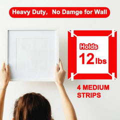 Sinfuo 48 Medium Picture Tape for Walls No Damage, Adhesive Strips for Wall Hooks, Removable Picture Hanging Strips, Residue Free Tape Home Double Sided Tape Heavy Duty Variety Pack