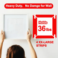 Sinfuo Damage Free Adhesive Strips for Frame, 32 XX-Large Picture Hanging Strips Refill, Removable Picture Hanger for Poster，Double Sided Tape Wall Sticky Heavy Duty Variety Pack