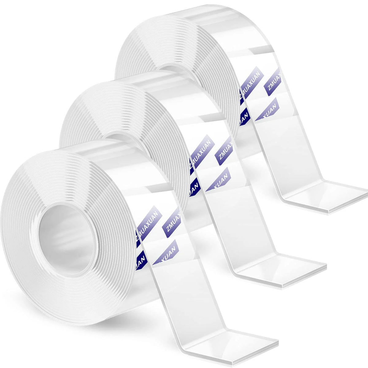 ZMUAXUAN Clear Double Sided Adhesive Mounting Tape Heavy Duty Removable,Strong Picture Hanging Strips Wall Hangers,Sticky Tack Gel Putty Glue for Poster,Photo,Mirror,Carpet(9.85 Ft-3 Pack)