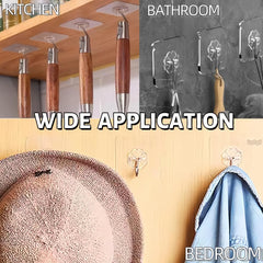Adhesive Wall Hooks for Hanging Heavy Duty 50 lbs Large Hooks for Walls No Damage, Towel Sticky Clear Hook, Waterproof, Home, Bathroom, Kitchen, Office, and Outdoor 10 Pack