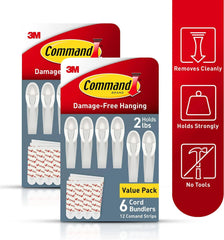 Command Plastic Cord Bundlers, Damage-Free Cable Organizer, No Tools Required, 12 Gray and 24 Adhesive Strips