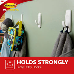 Command 5 lb Large Utility Hooks, 14 Hooks and 16 Strips, Damage-Free Hanging Wall Hook with Adhesive Strips, No Tools Required, Great for Home Kitchen Office Organization (Pack of 12)