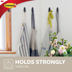 Command Medium Brushed Nickel Hooks, 2 Wall Hook and 4 Strips, Damage-Free Hanging with Adhesive, No Tools Hanging Back to School Decorations, Holds up to 3 lb