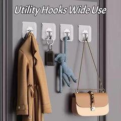 DDMY 36 Pack Heavy Duty Hooks Self Adhesive Large Hooks for Hanging,Wall Transparent Reusable Waterproof Hook for Kitchen Curtain Towel Hook for Bathrooms Coat Hook for Walls No Damage