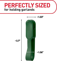 Command Fireplace Mantle Garland Holder for Displaying Garlands, Wreaths, and Holiday Decor Without Leaving Damage, Holes, or Residue, Holds 2lbs, Green, 6 Pack
