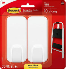 Command 10 lb XL Heavyweight Hook, 2 Wall Hooks and 6 Strips, Damage-Free Hanging with Adhesive, Heavy Duty Hanging Great for Back to School Dorm Organizers