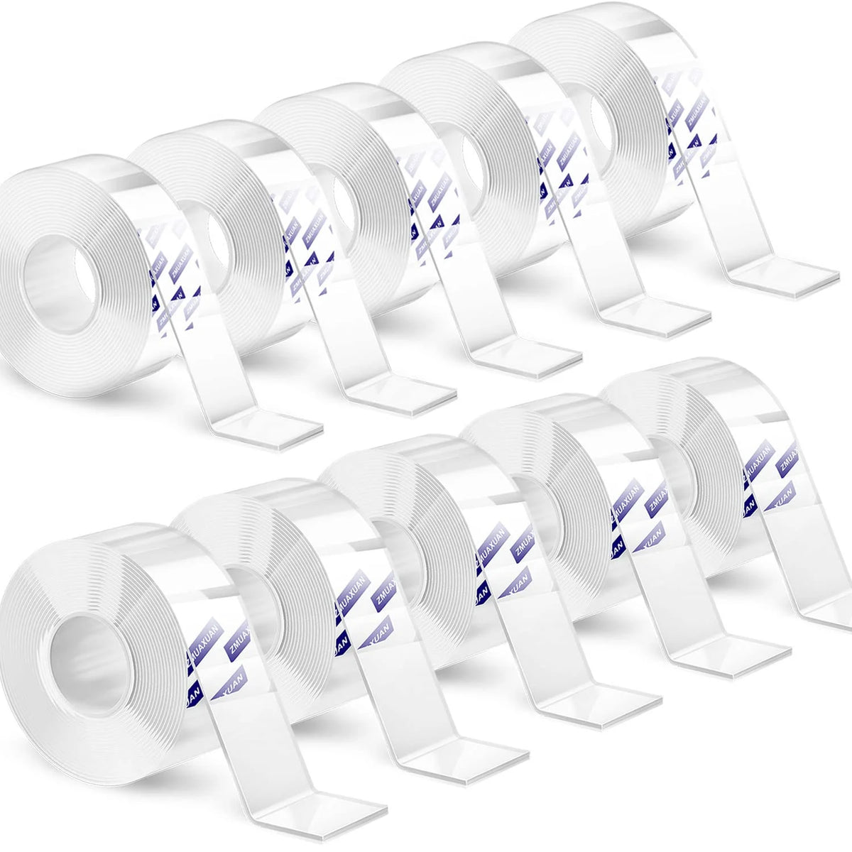 ZMUAXUAN 10 Rolls-9.85 FT Double Sided Mounting Tape Heavy Duty Removable,Clear Thick Nano Tape Adhesive Reusable,Wall Poster Picture Hanging Strips Putty, Sticky Tack Gel Glue for Hangers,Photo