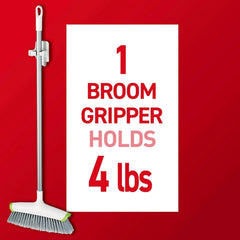 Command Broom Grippers, 3 Hangers and 6 Strips, Damage-Free Mop and Broom Holder Wall Mount, Household Cleaning Tool Organizer for Kitchen, Laundry Room, Closet, Holds up to 4 lb (Pack of 3)