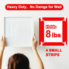 Sinfuo 48 Small Hanging Strips Refill, No Damage Adhesive Strips for Wall Hooks, Removable Picture Hanging Strips，Wall Sticky Double Sided Tape Heavy Duty Variety Pack