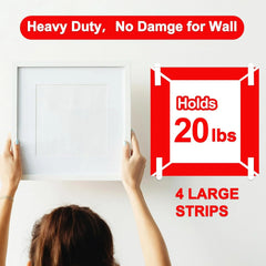 Sinfuo 48 Large Hanging Strips Refill, No Damage Adhesive Strips for Wall Hooks, Removable Residue Free Picture Hanging Strips, Wall Sticky Double Sided Tape Heavy Duty Variety Pack